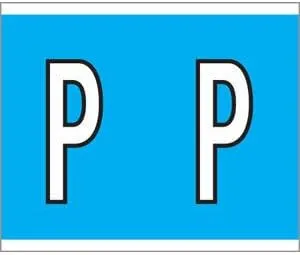 1-1/2" H x 1-1/4" W Blue Kardex PSF-139 Compatible 1-1/4" Alpha Labels 'P' (500/Roll) - TBBS-139-P