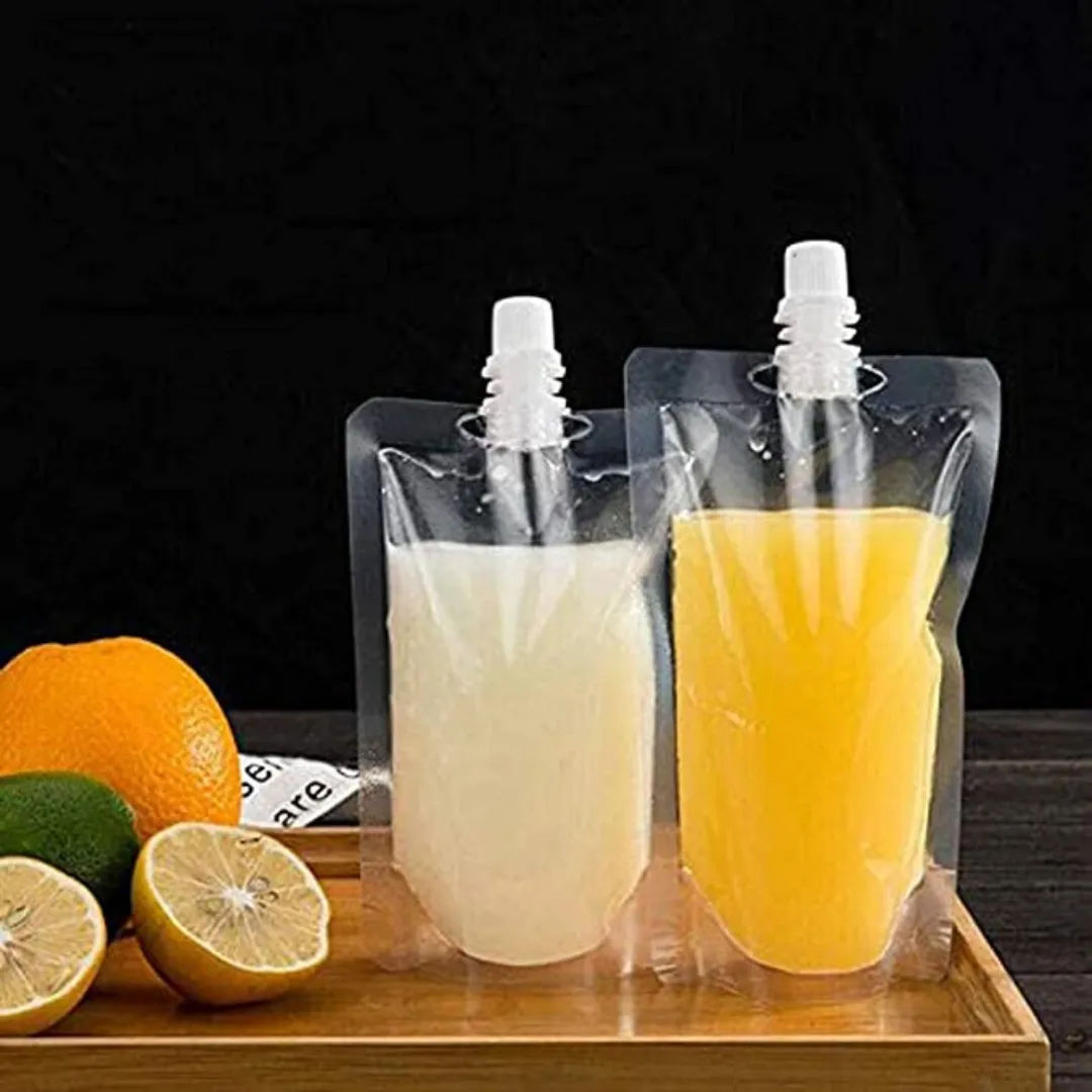 1000 ML Transparent Spout Pouch For Beverages Like Juice, Shake Etc. | Useful to store Handwash, Liquid Detergent And Any Other Liquid