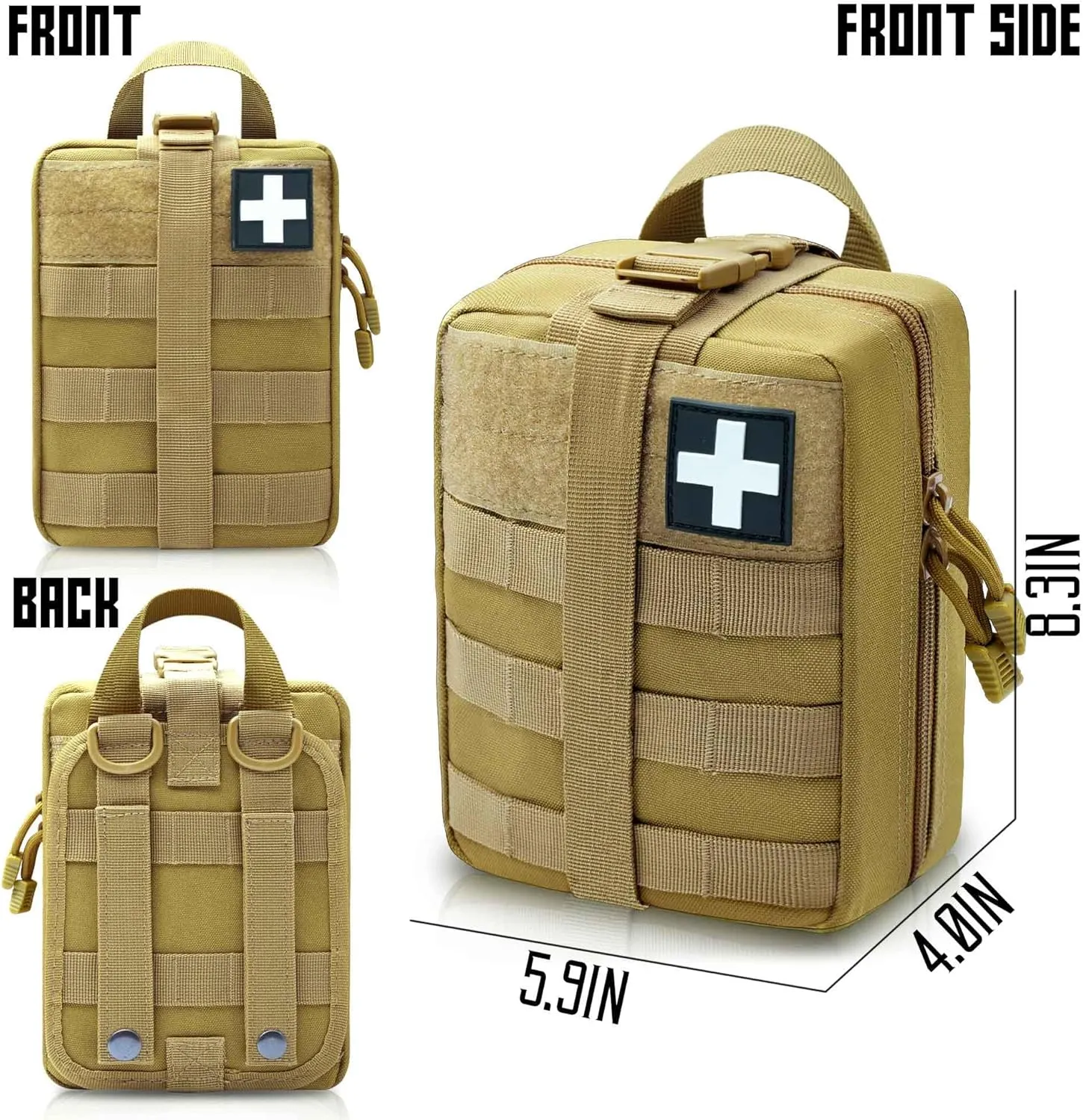 1000D Molle Ifak Pouch Rip Away, Tactical Tear Away Medical Pouch Empty, Military First Aid Pouch Bag Only for Camping Hiking Travel