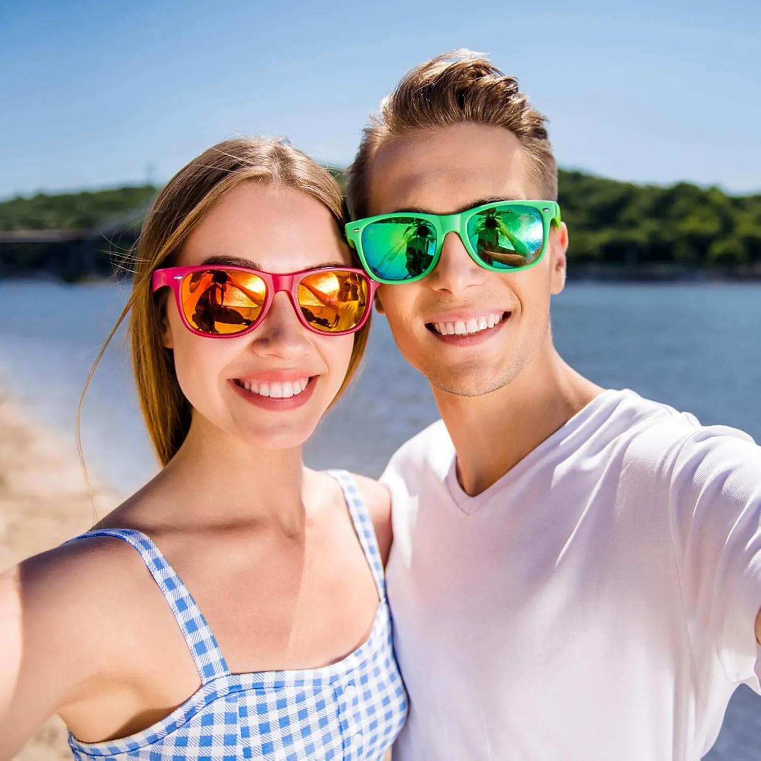12/24 Pack Wholesale Colorful Mirror Reflective Sunglasses Bulk, Neon 80s 90s Sunglasses Party Favors Unisex