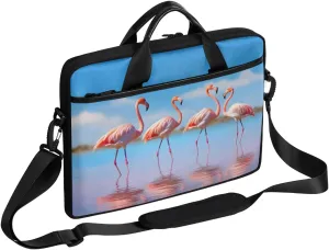 13-15 inch Row Of Flamingos portable laptop bag Flamingos single shoulder laptop bag, suitable for work, travel, and other purposes