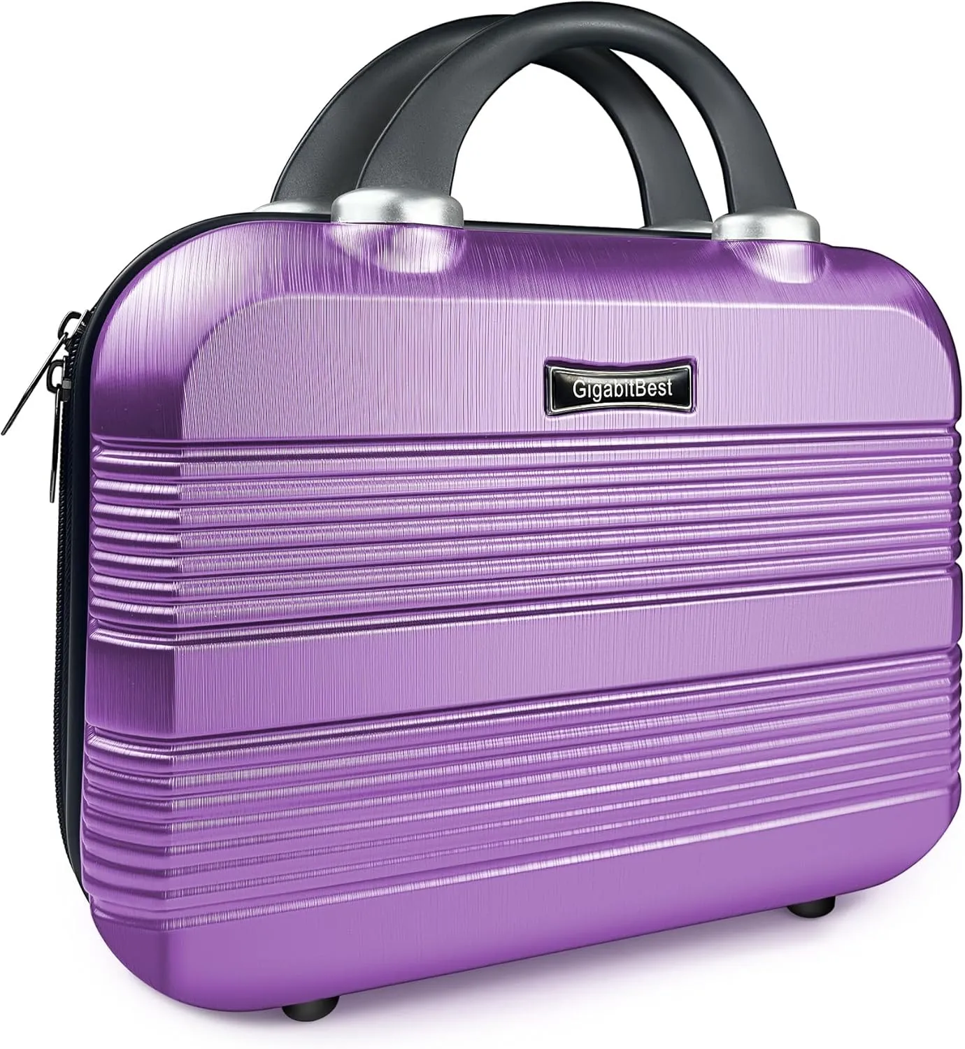 14" Portable Hard Shell Makeup Travel Case - Stylish PC ABS Cosmetic Organizer for Women - Scratch-Resistant, Elastic Strap, Mini Suitcase - Perfect for Romantic Gifts（Futuristic Purple）