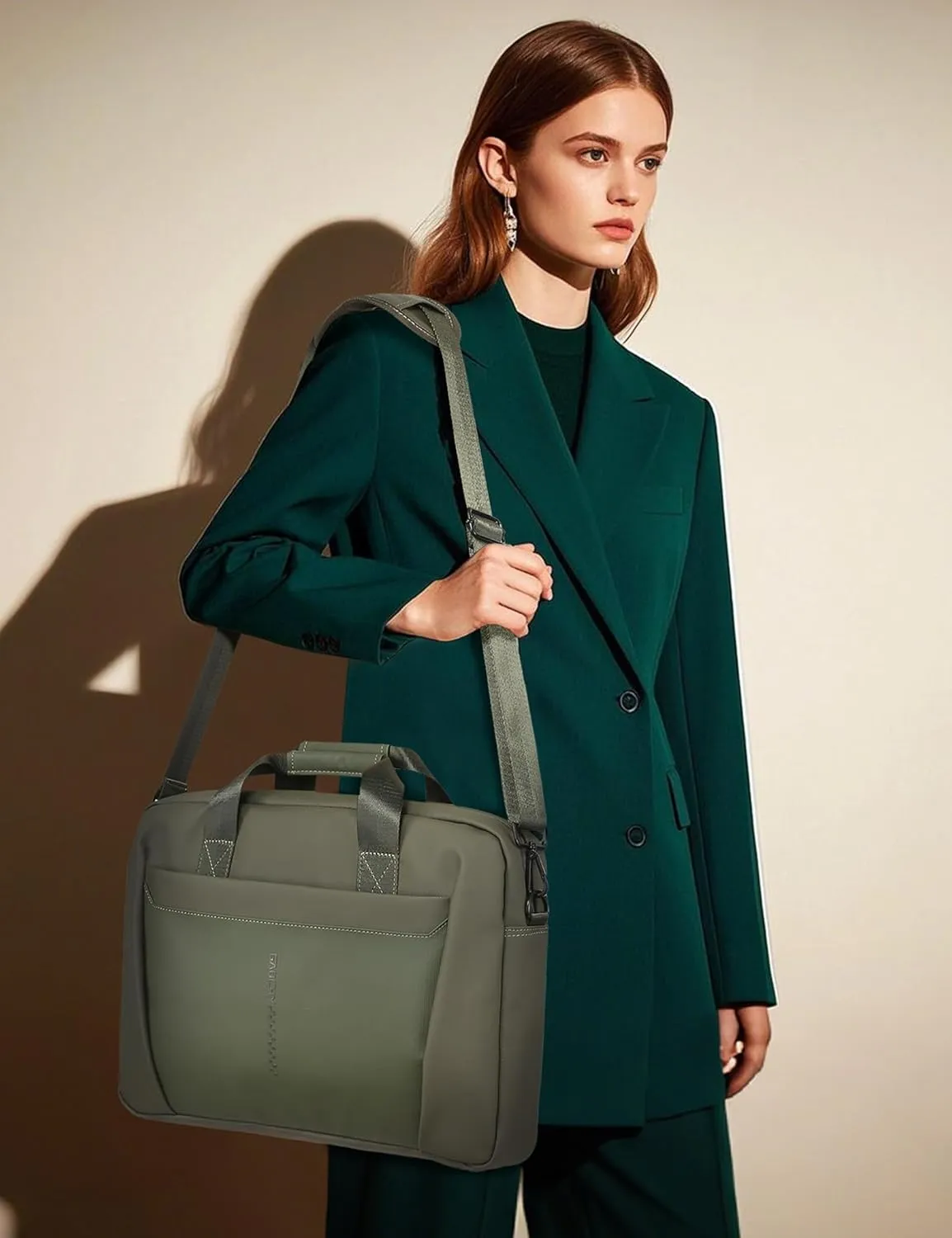 15-16 Inch Granulated Shoulder Portable Bag, Compatible with MacBook Pro 16 M4/M3/M2/M1, ASUS Vivobook 16/16X Laptop, Crossbody Laptop Bag, Cypress Green
