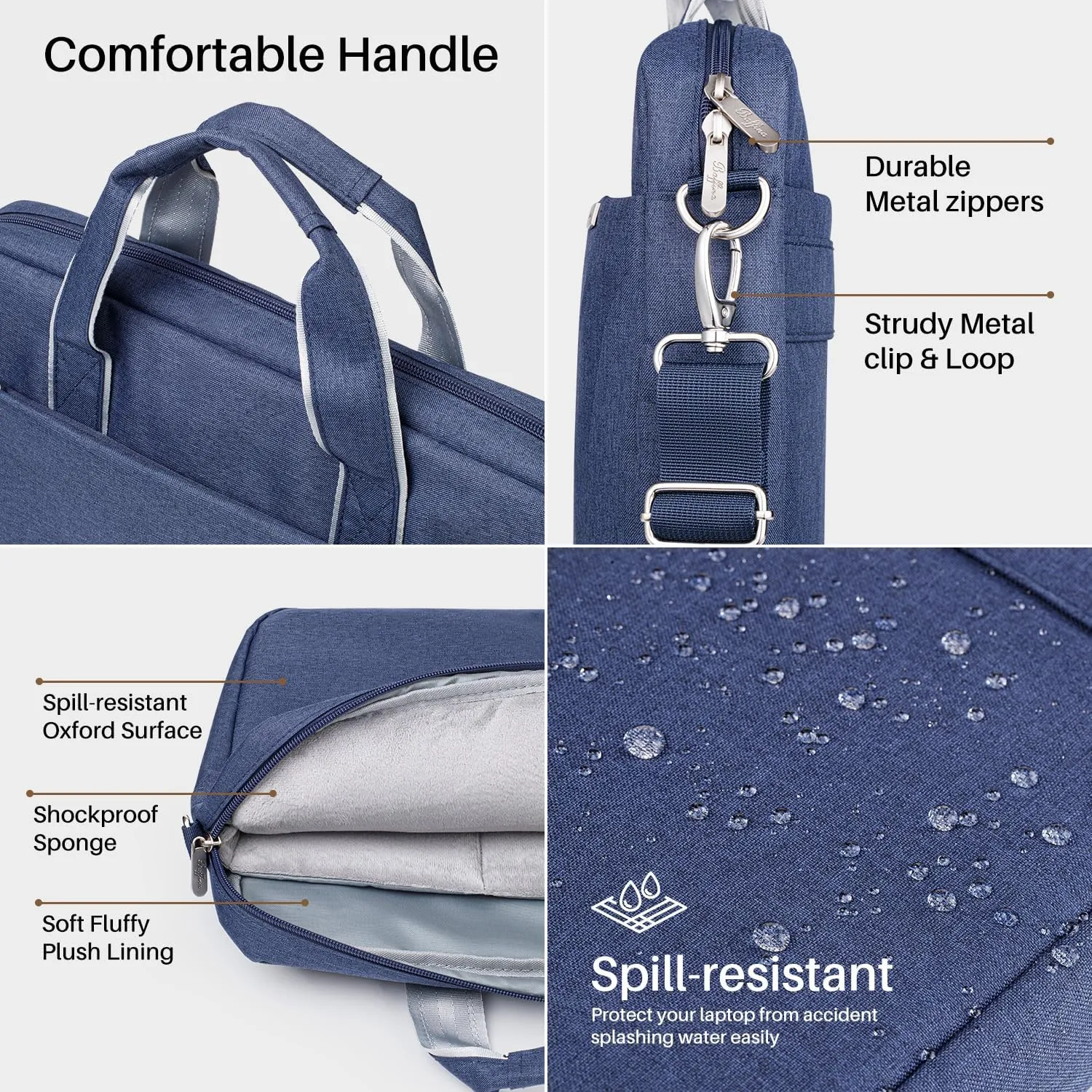 15.6 16 Inch Laptop Shoulder Bag for Men Women,Waterproof Computer Carrying Case Messenger Bag with Strap,Laptop Briefcase for 14-15-16 Inch MacBook/Chromebook/Notebook Hp Dell Acer Asus,Blue