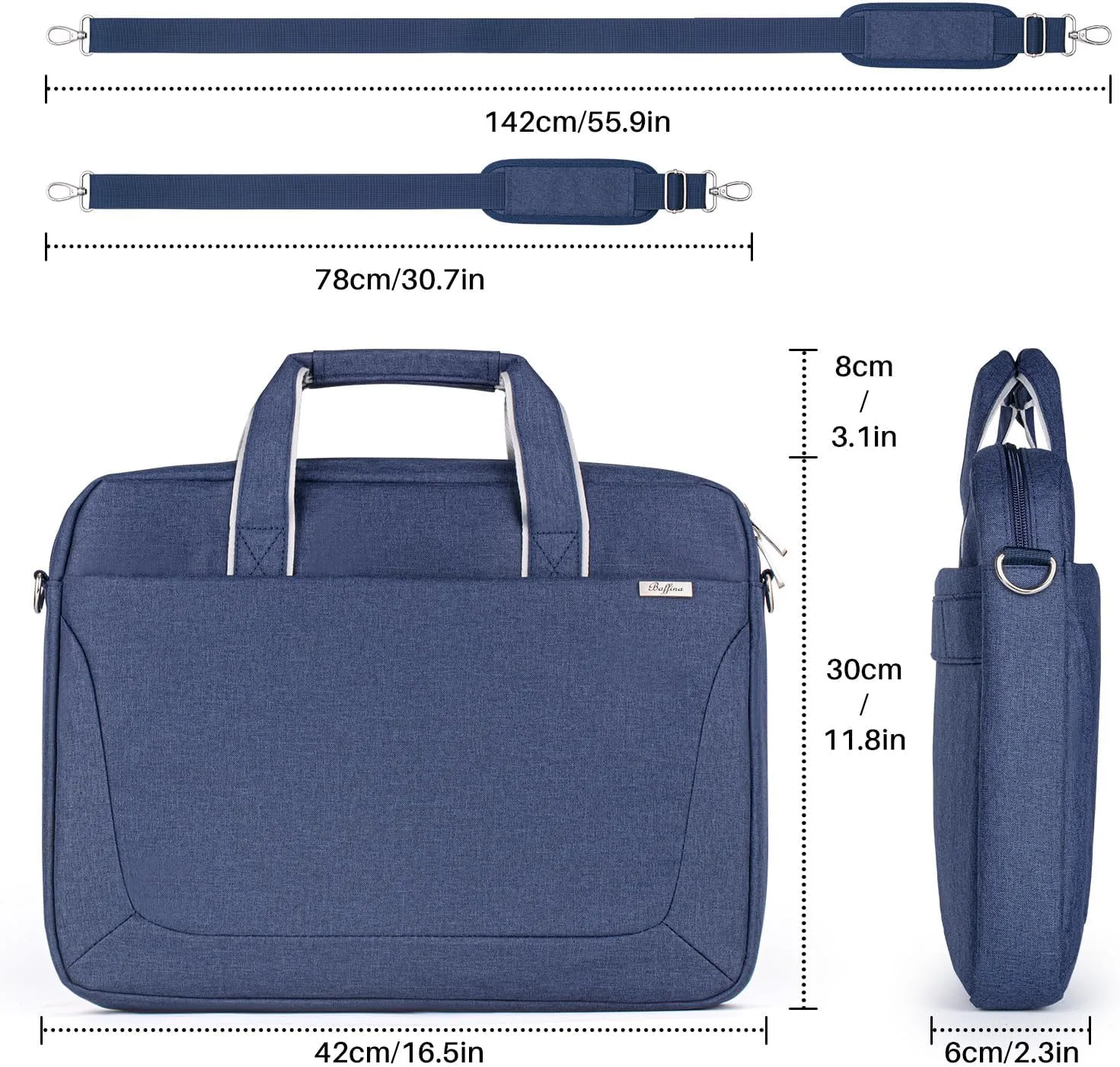15.6 16 Inch Laptop Shoulder Bag for Men Women,Waterproof Computer Carrying Case Messenger Bag with Strap,Laptop Briefcase for 14-15-16 Inch MacBook/Chromebook/Notebook Hp Dell Acer Asus,Blue