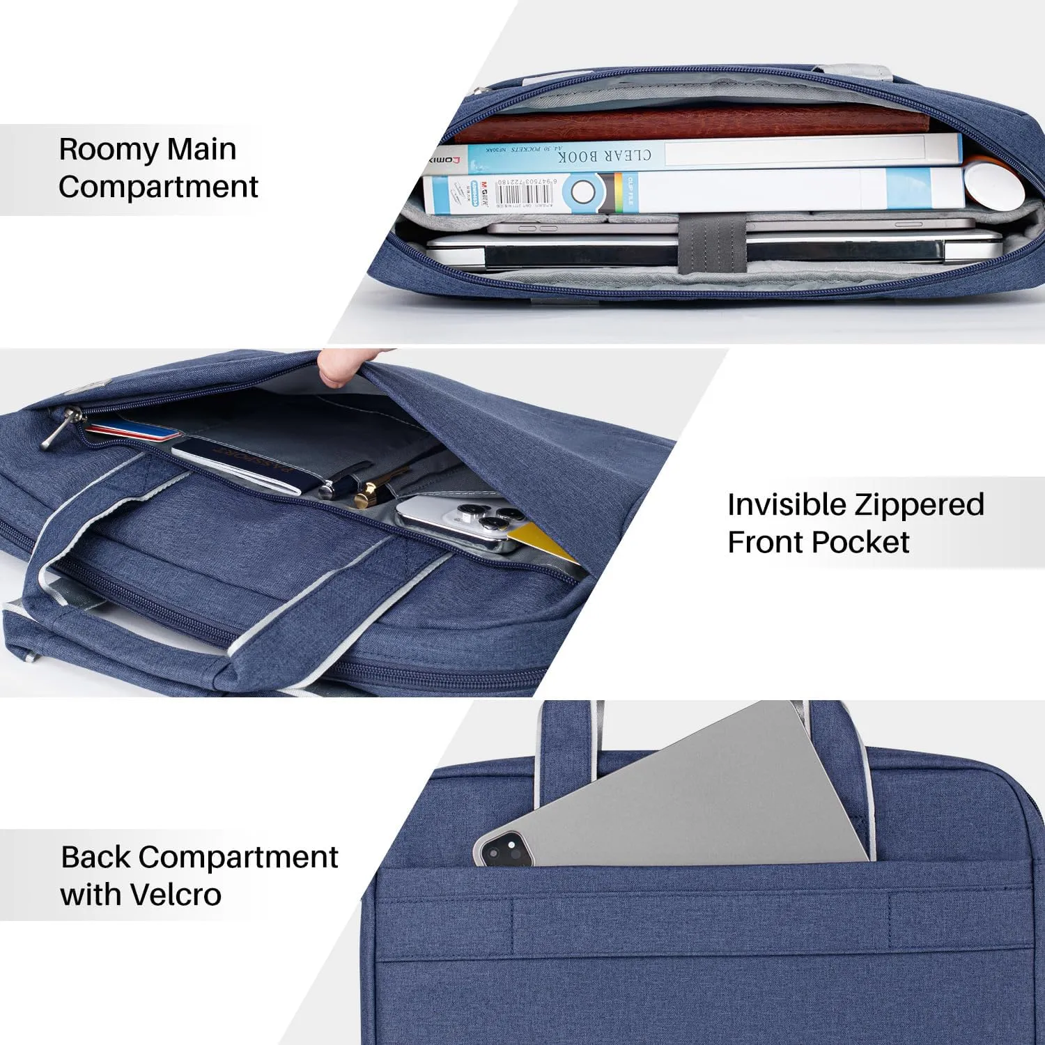 15.6 16 Inch Laptop Shoulder Bag for Men Women,Waterproof Computer Carrying Case Messenger Bag with Strap,Laptop Briefcase for 14-15-16 Inch MacBook/Chromebook/Notebook Hp Dell Acer Asus,Blue