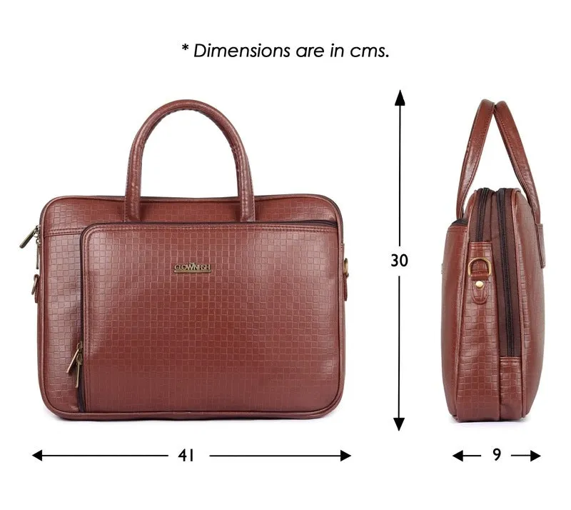 15.6 inch Laptop Messenger Bag - Faux Leather, Padded Compartment | Adjustable Shoulder Strap | Brick Red