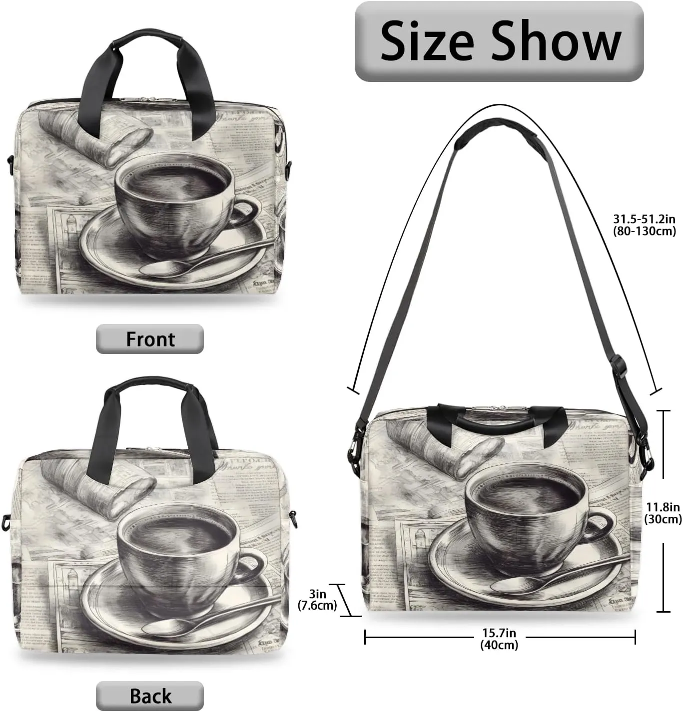 15.7 Inch Laptop Bag Computer Bag for Women Men Laptop Carrying Case with Adjustable Shoulder Strap