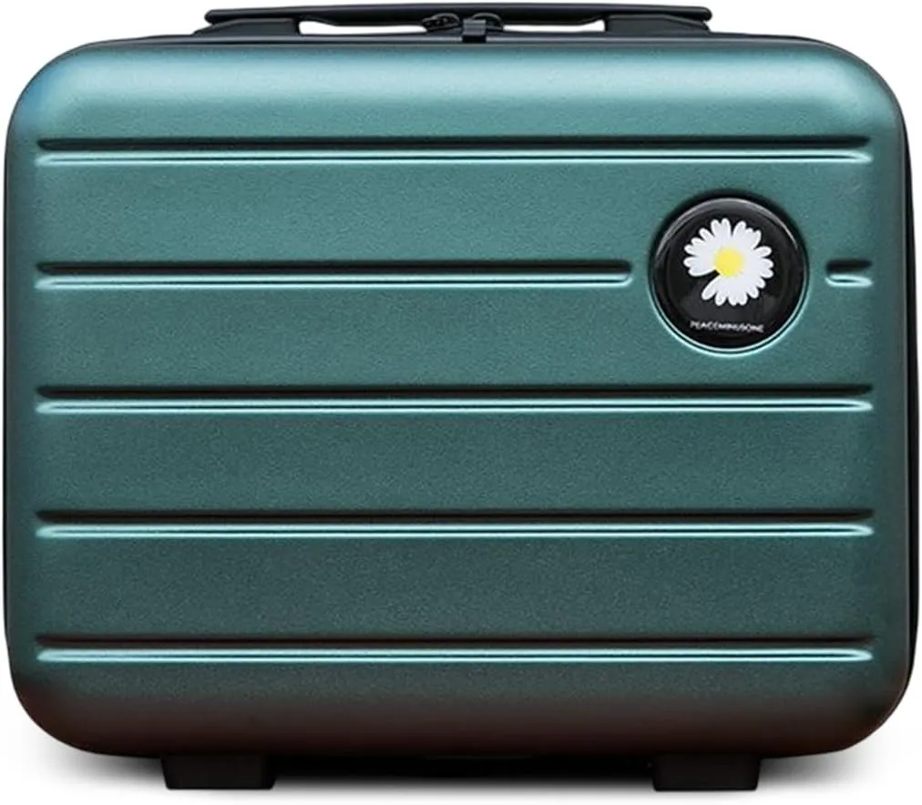 16 inches Large Capacity Hard Shell Cosmetic Case with Zipper and Handle Makeup Travel Case for Women Girl Dark green