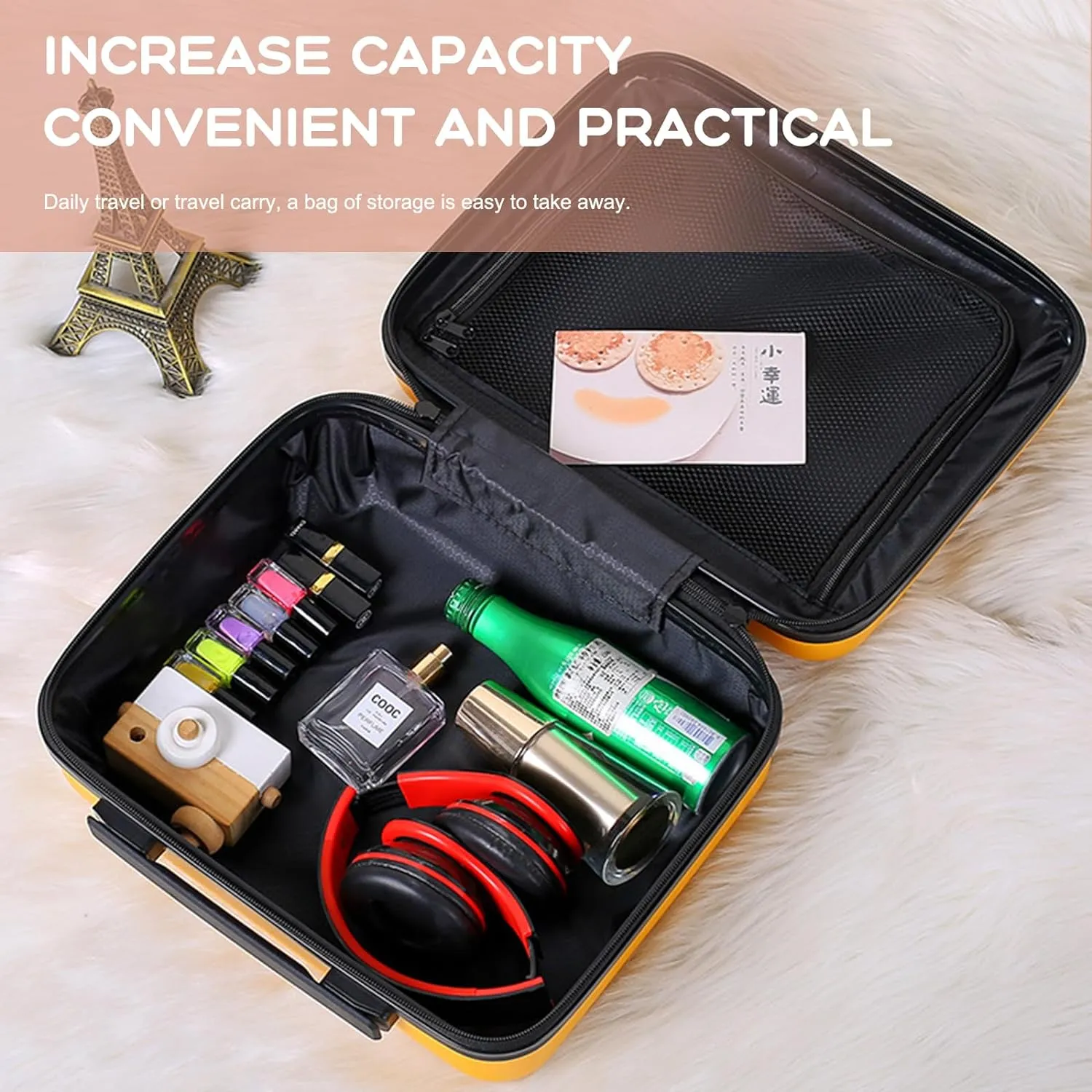 16 inches Large Capacity Hard Shell Cosmetic Case with Zipper and Handle Makeup Travel Case for Women Girl Silver gray