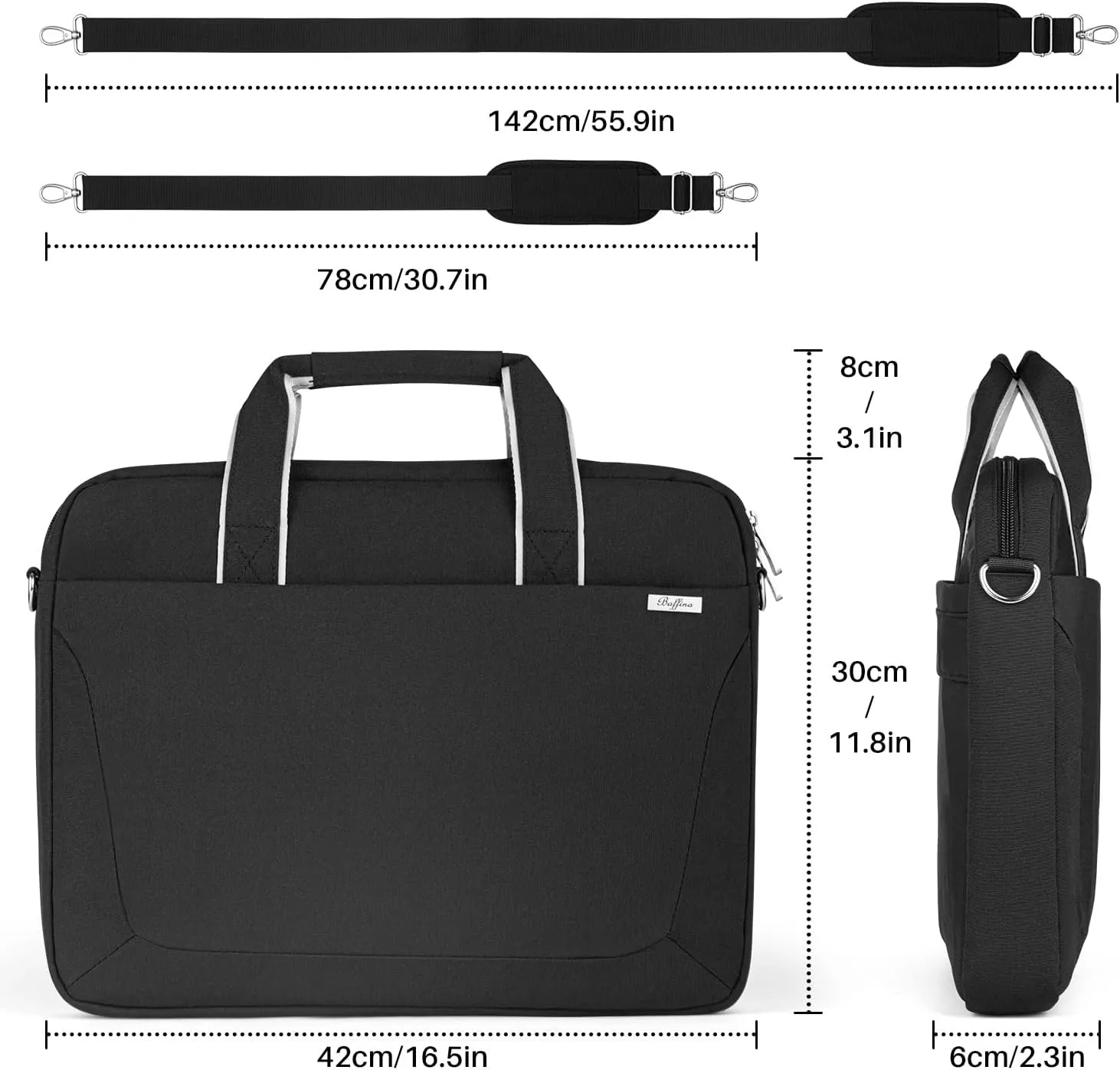17 17.3 Inch Laptop Shoulder Bag for Men Women,Waterproof Computer Carrying Case Messenger Bag with Strap for 17"-18" HP Dell,Laptop Briefcase for Office business Travel College School,Black