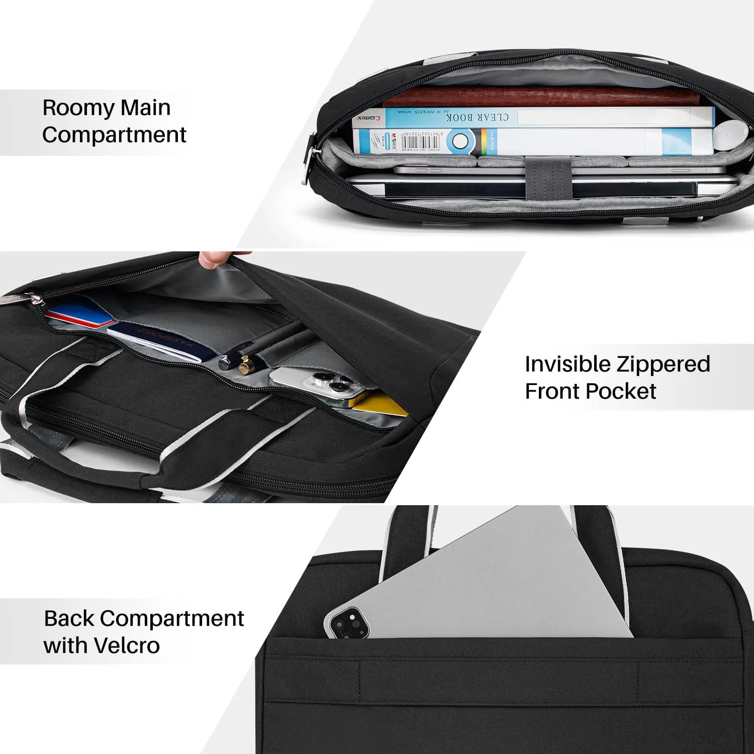 17 17.3 Inch Laptop Shoulder Bag for Men Women,Waterproof Computer Carrying Case Messenger Bag with Strap for 17"-18" HP Dell,Laptop Briefcase for Office business Travel College School,Black