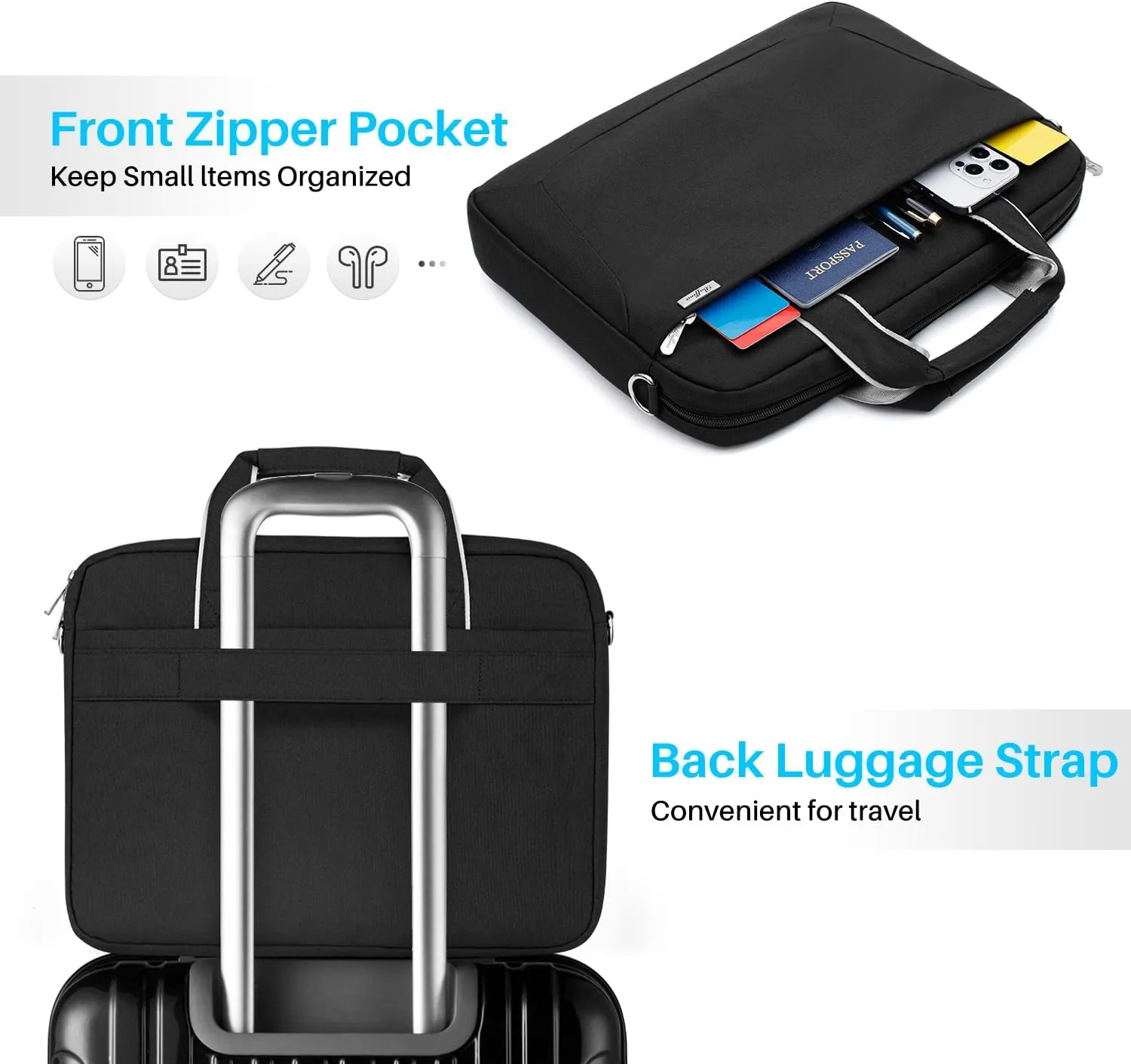 17 17.3 Inch Laptop Shoulder Bag for Men Women,Waterproof Computer Carrying Case Messenger Bag with Strap for 17"-18" HP Dell,Laptop Briefcase for Office business Travel College School,Black