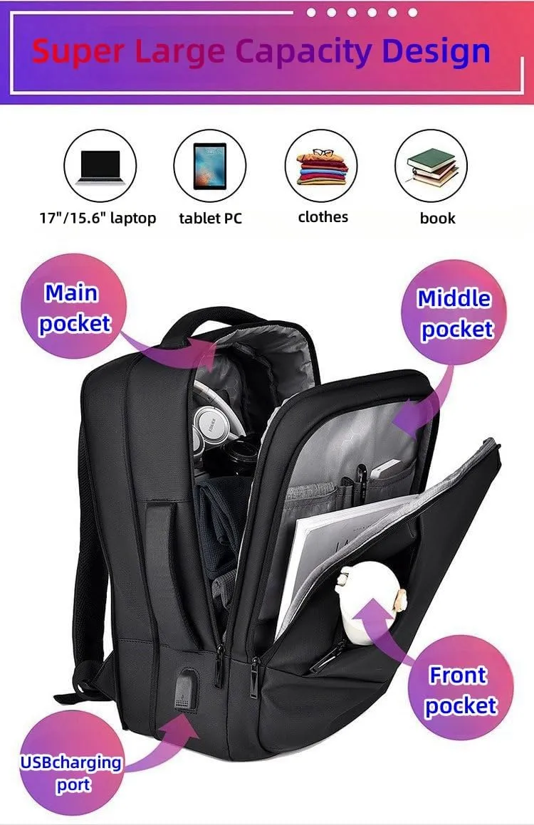 17/15.6" Business laptop backpack, PU Travel laptop backpack,carry on backpack, Expandable laptop backpack Men,college backpack (02#updated, Green)