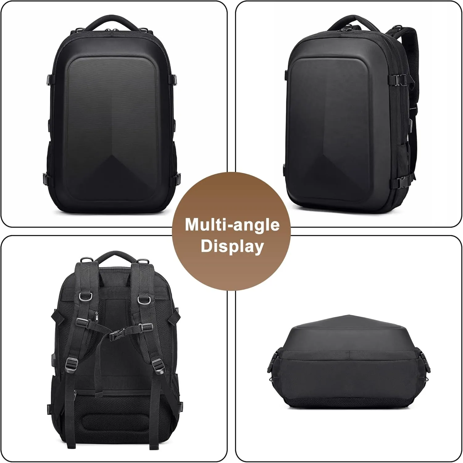 17.3 inch Laptop Backpack for Men & Women, Hard Shell Business Work Bag Large Capacity Handbag with USB Charging Port