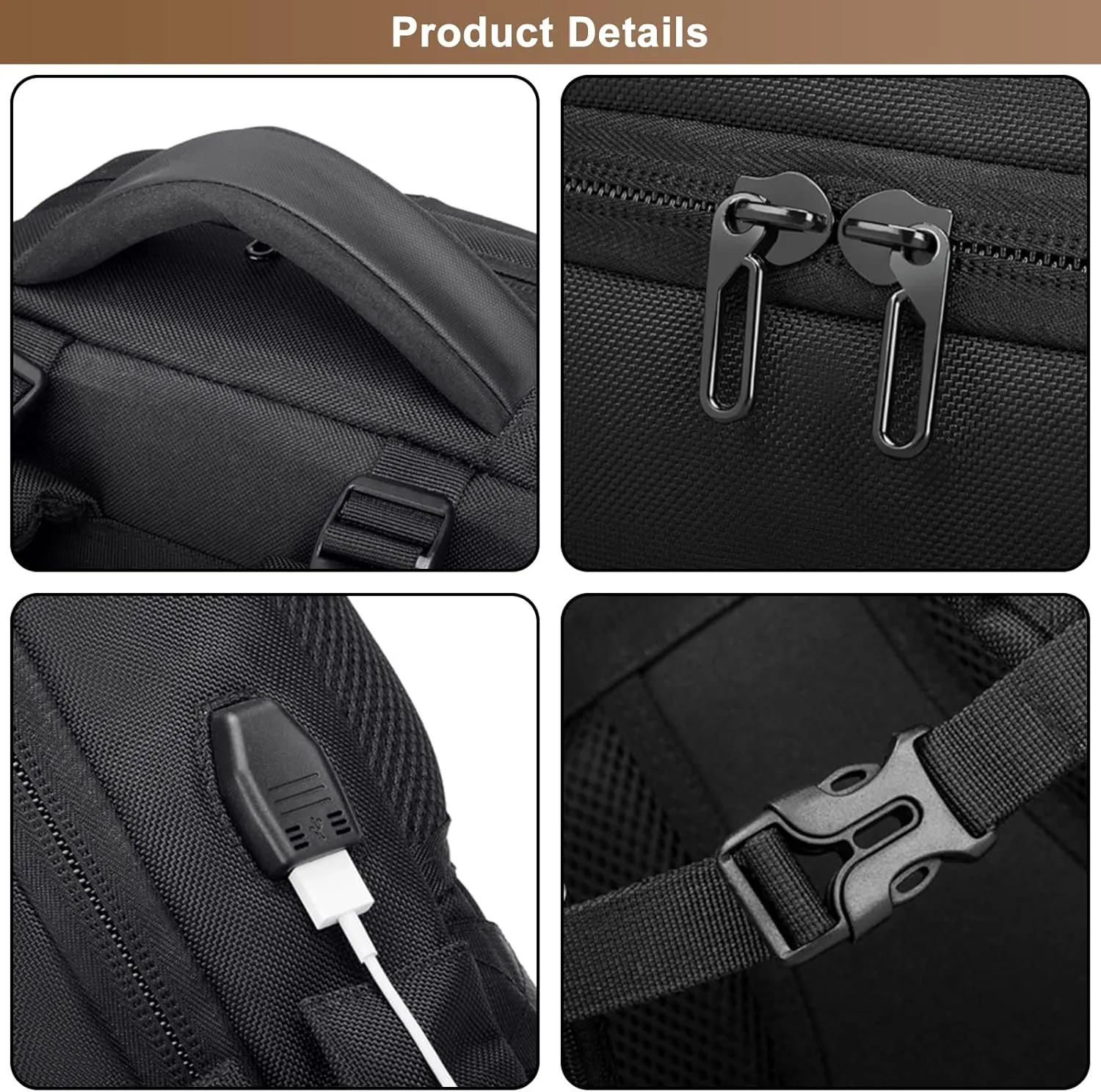17.3 inch Laptop Backpack for Men & Women, Hard Shell Business Work Bag Large Capacity Handbag with USB Charging Port