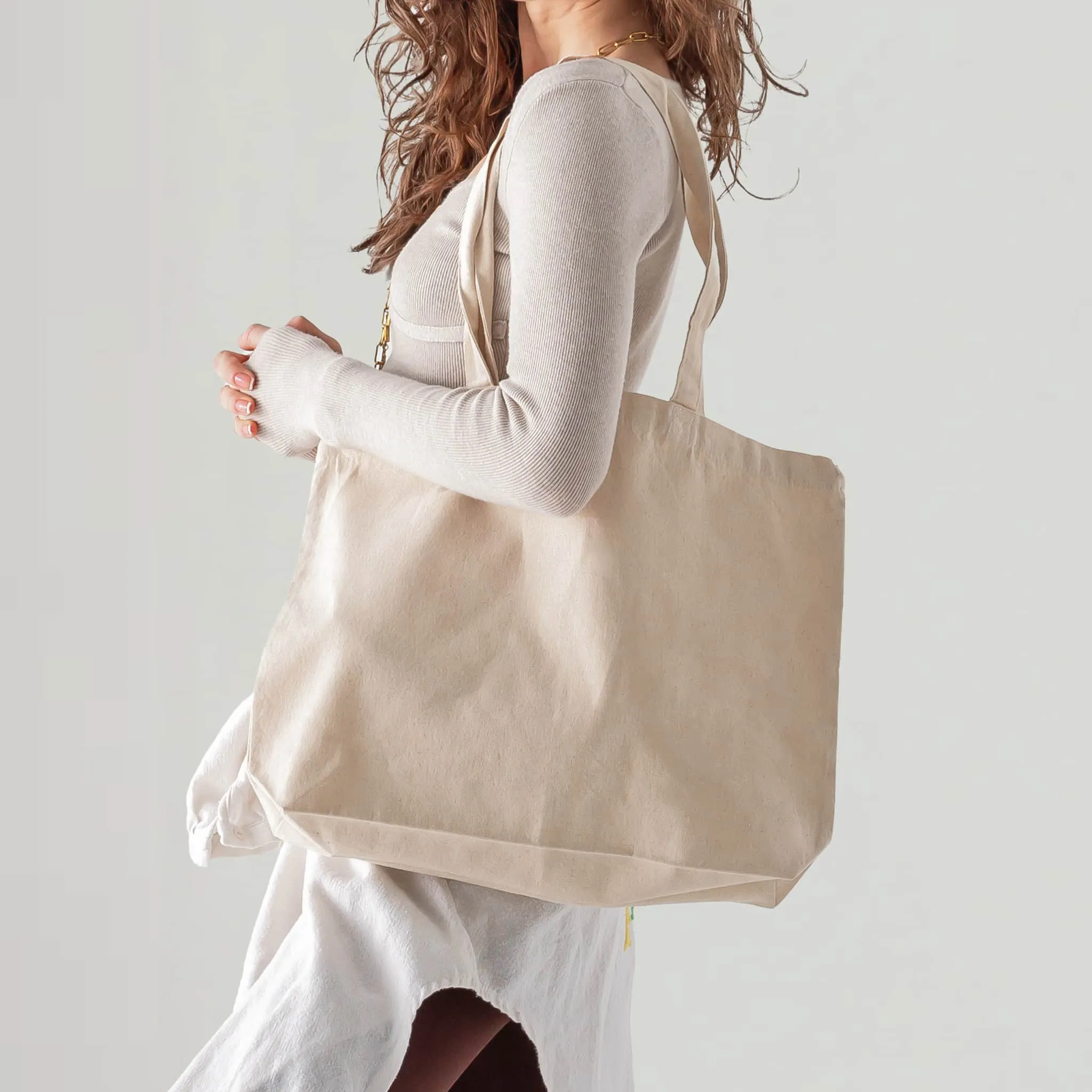 18 in Med/Large Size Value Canvas Tote Bag with Long Handles - TG218