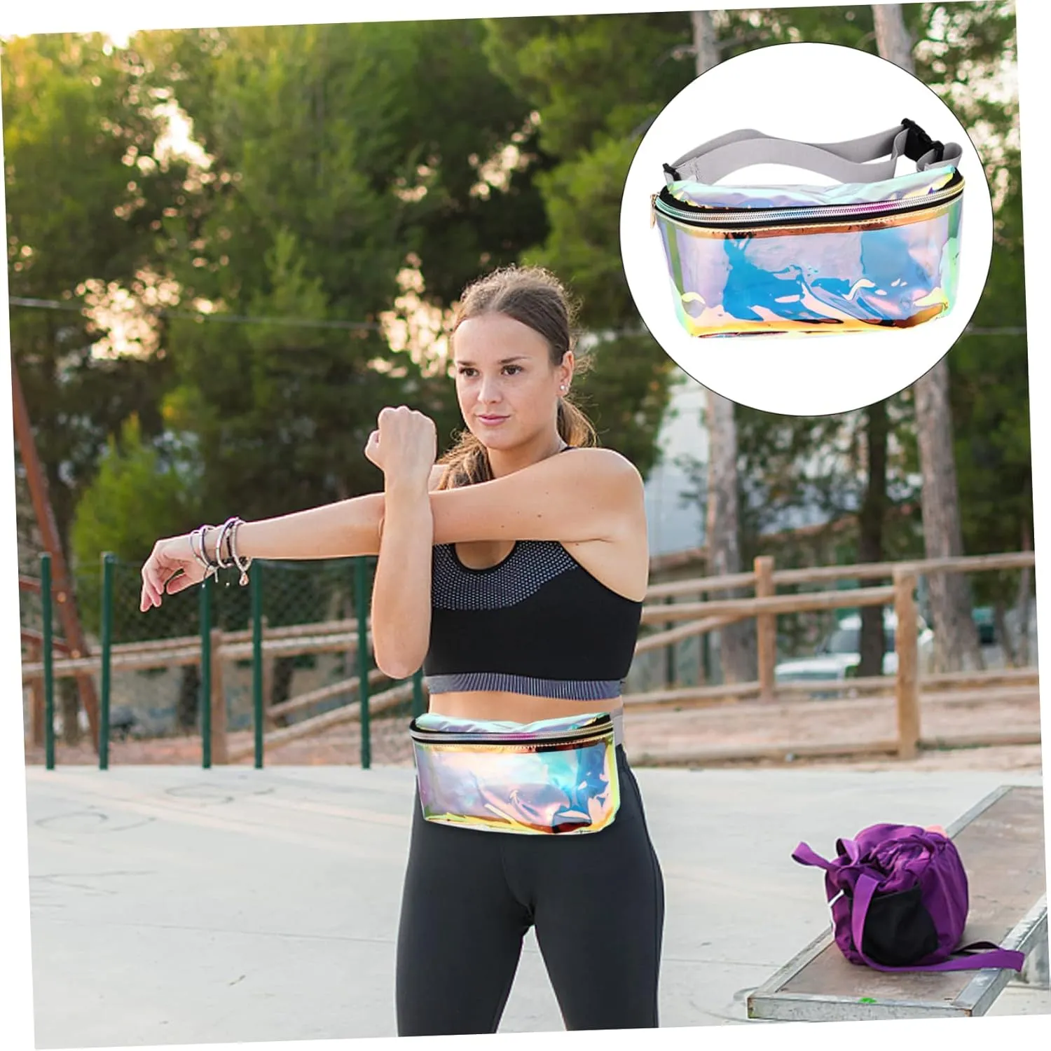 1pc Pvc Chest Bag Cross Body Waist Bag Fashion Non-slip Wear-resistant Material