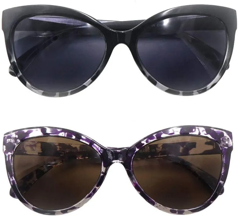2 Pairs Nearly invisible Line Cateye Bifocal Reading Sunglasses for Women, Vintage Designer Sun Reader Glasses