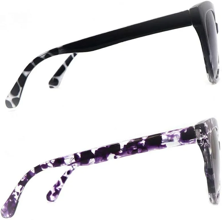 2 Pairs Nearly invisible Line Cateye Bifocal Reading Sunglasses for Women, Vintage Designer Sun Reader Glasses