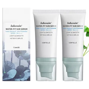 2 Pcs Centella Sunscreen, Light & Smooth Centella Water-Fit Sun Serum SPF50 for All Skin Type and UV Defense.