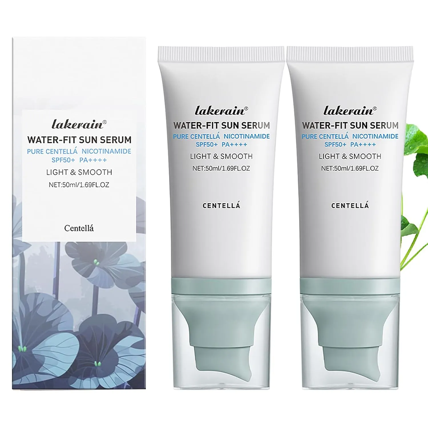 2 Pcs Centella Sunscreen, Light & Smooth Centella Water-Fit Sun Serum SPF50 for All Skin Type and UV Defense.