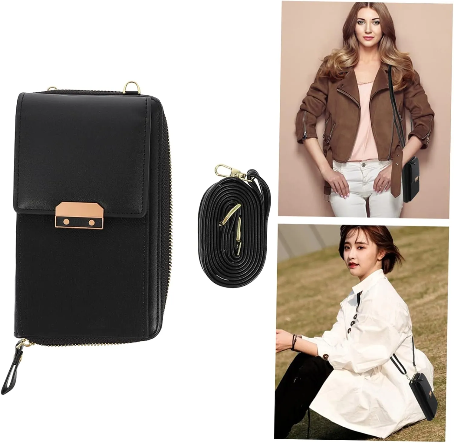 2 pcs Crossbody Pouch Shopping Shoulder Girl Leisure Cross- Simple Women Portable Single, Blackx4pcs, 17.5X10.5CMx4pcs