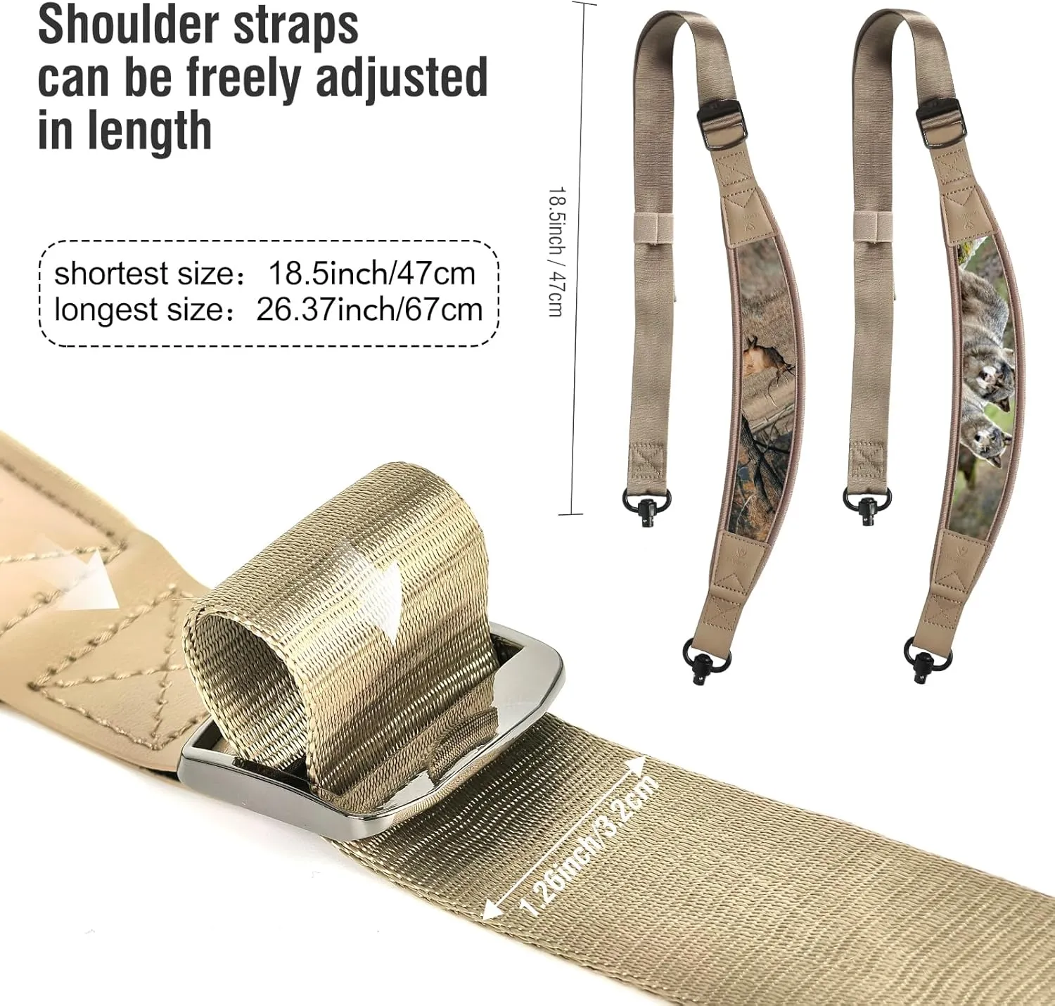 2 Point Sling With QD Swivels, Durable Shoulder Padded Strap, Length Adjustable for Outdoors