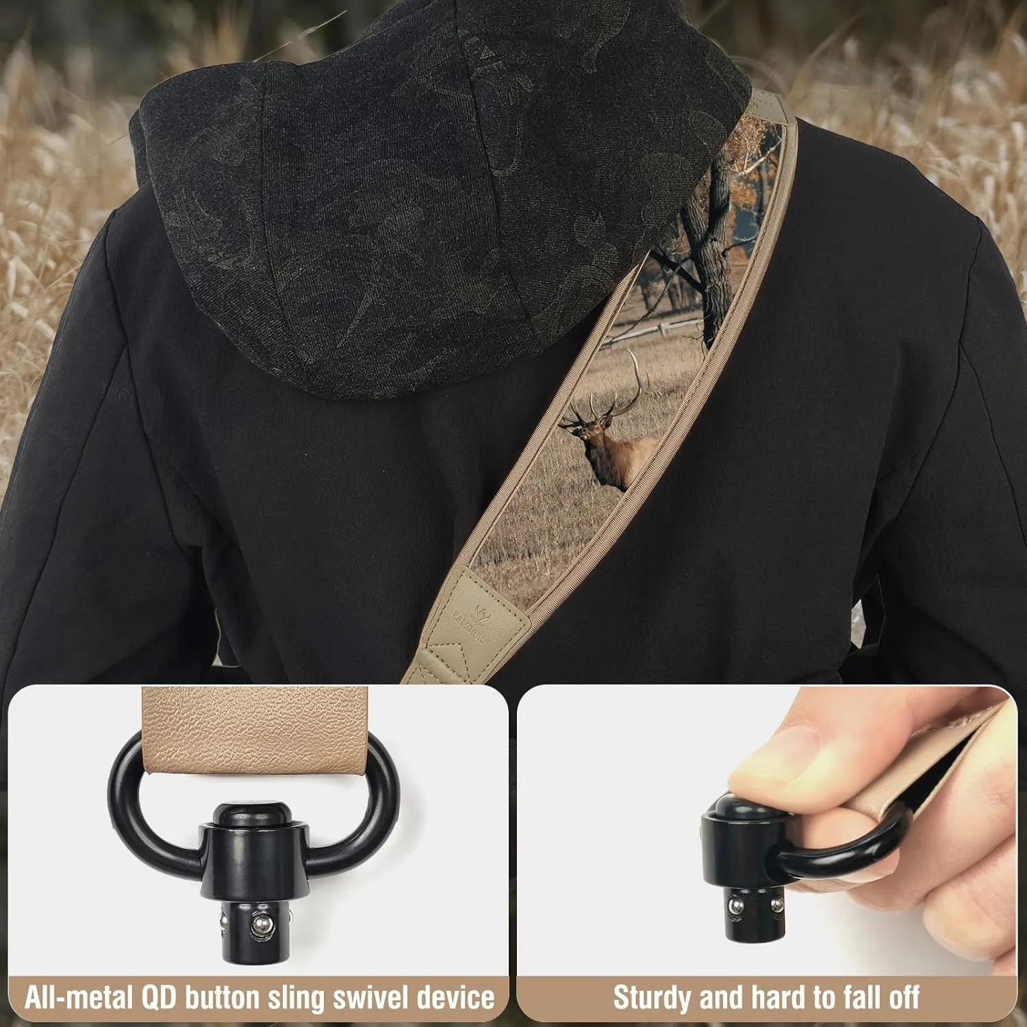 2 Point Sling With QD Swivels, Durable Shoulder Padded Strap, Length Adjustable for Outdoors