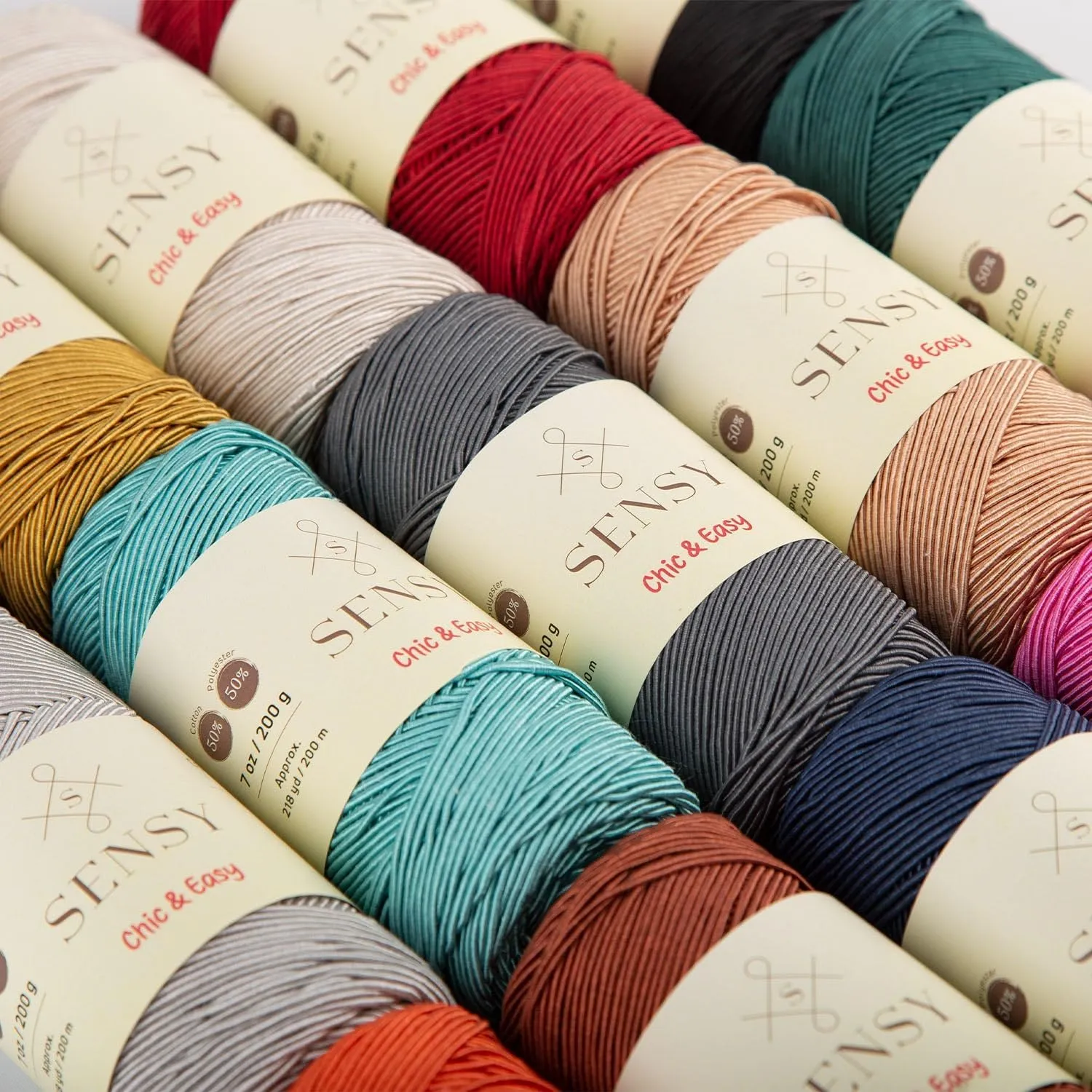 2 Skeins of Sensy Premium Chic & Easy 1.5mm 218 Yards 50% Cotton 50% Polyester Rope Crochet Bag Cord Crochet Thread (Mustard)