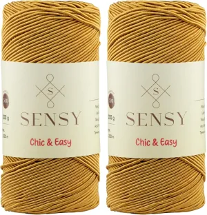 2 Skeins of Sensy Premium Chic & Easy 1.5mm 218 Yards 50% Cotton 50% Polyester Rope Crochet Bag Cord Crochet Thread (Mustard)