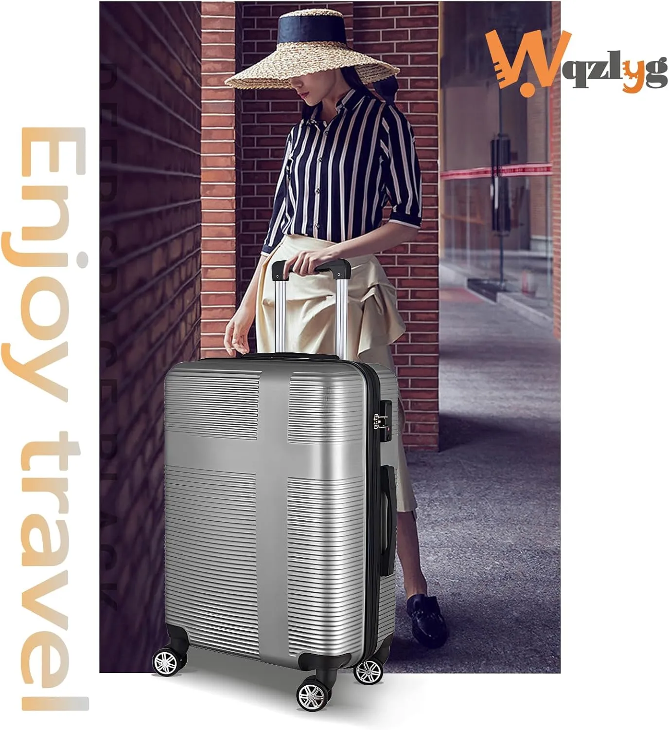 20 Inch Carry on Luggage 22x14x9 Airline Approved, Hard Shell Suitcase with Spinner Wheels, Lightweight Rolling Luggage for Travel,Silver Grey