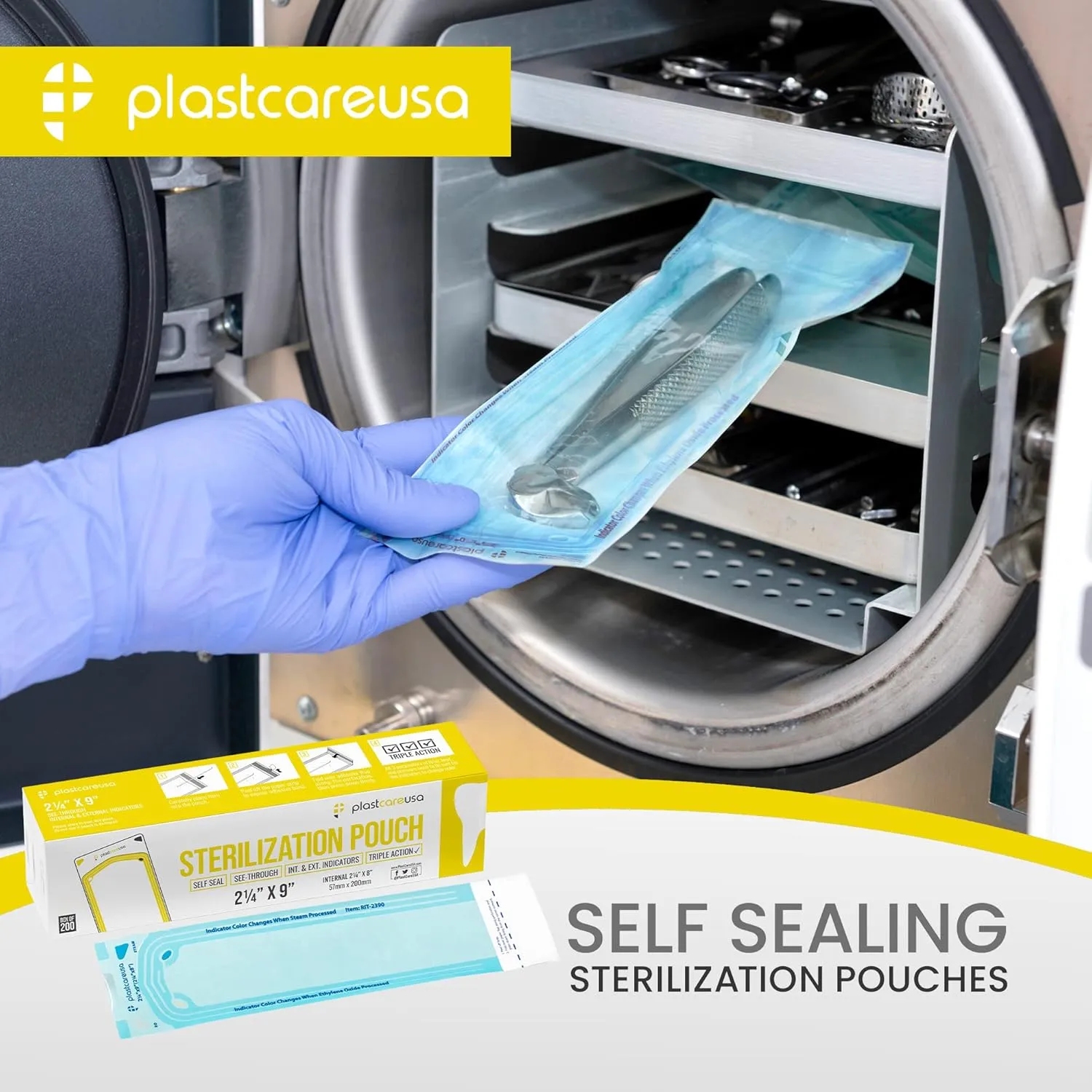 2000 Bulk Sterilization Pouches, Sterilizer Autoclave Bags for Sterilizing Cleaning Medical and Dental Instruments Tools, 10 Boxes of 200 (2.25" x 8")