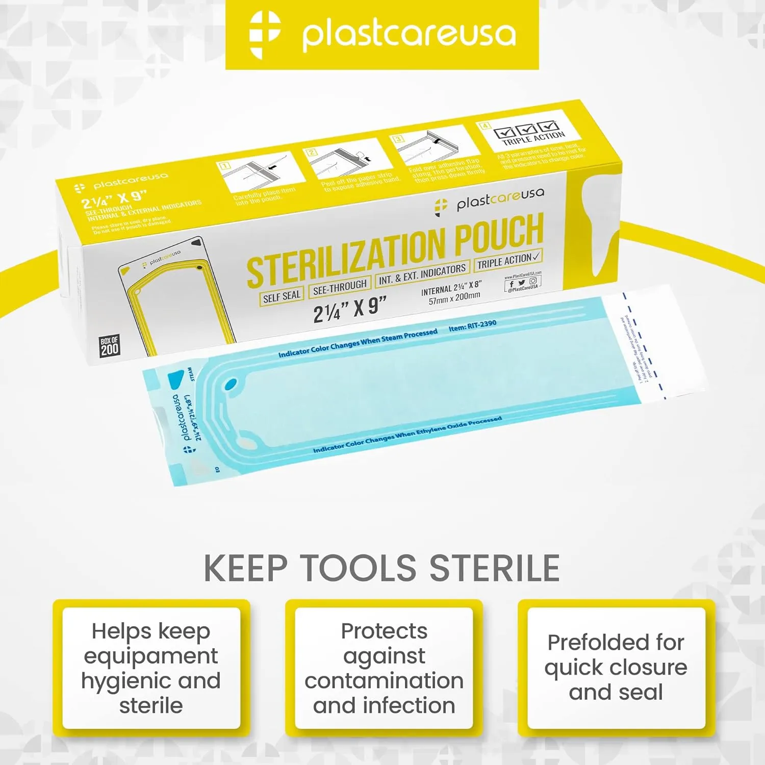 2000 Bulk Sterilization Pouches, Sterilizer Autoclave Bags for Sterilizing Cleaning Medical and Dental Instruments Tools, 10 Boxes of 200 (2.25" x 8")
