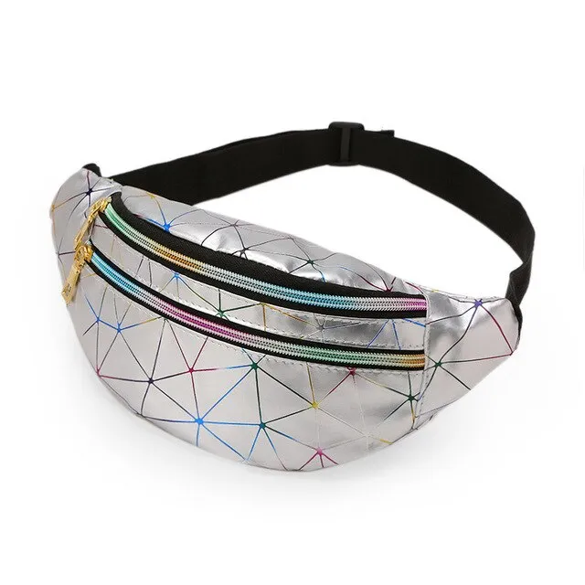2020 Holographic Fanny Pack Women's Belt Bag Female Waist Bags Girls Bum Bag Laser Chest Phone Pouch Line Ladies Purses Kidney