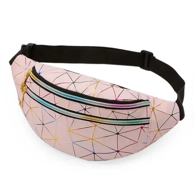 2020 Holographic Fanny Pack Women's Belt Bag Female Waist Bags Girls Bum Bag Laser Chest Phone Pouch Line Ladies Purses Kidney