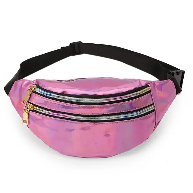 2020 Holographic Fanny Pack Women's Belt Bag Female Waist Bags Girls Bum Bag Laser Chest Phone Pouch Line Ladies Purses Kidney