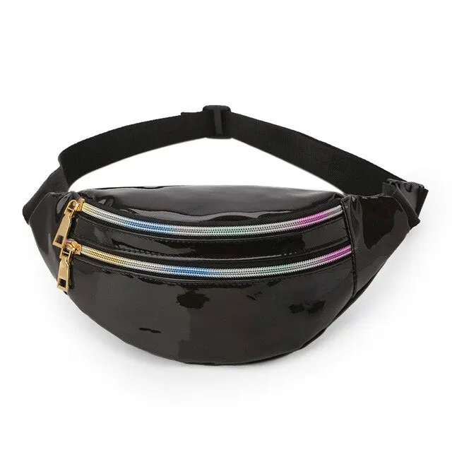 2020 Holographic Fanny Pack Women's Belt Bag Female Waist Bags Girls Bum Bag Laser Chest Phone Pouch Line Ladies Purses Kidney