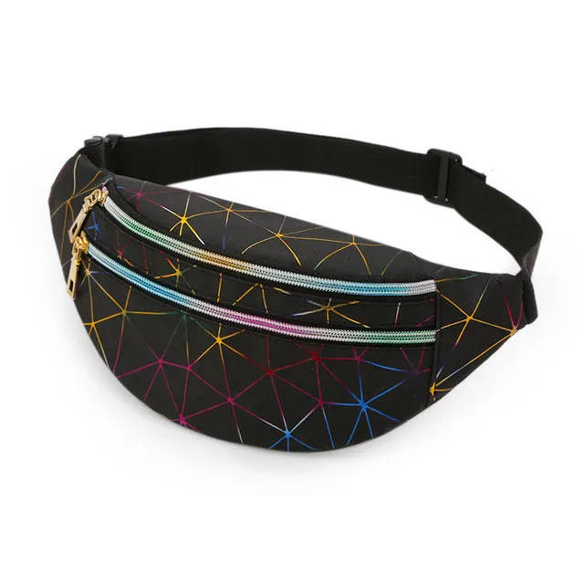 2020 Holographic Fanny Pack Women's Belt Bag Female Waist Bags Girls Bum Bag Laser Chest Phone Pouch Line Ladies Purses Kidney