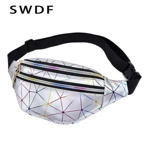 2020 Holographic Fanny Pack Women's Belt Bag Female Waist Bags Girls Bum Bag Laser Chest Phone Pouch Line Ladies Purses Kidney