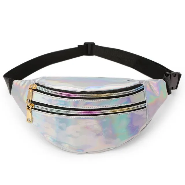 2020 Holographic Fanny Pack Women's Belt Bag Female Waist Bags Girls Bum Bag Laser Chest Phone Pouch Line Ladies Purses Kidney