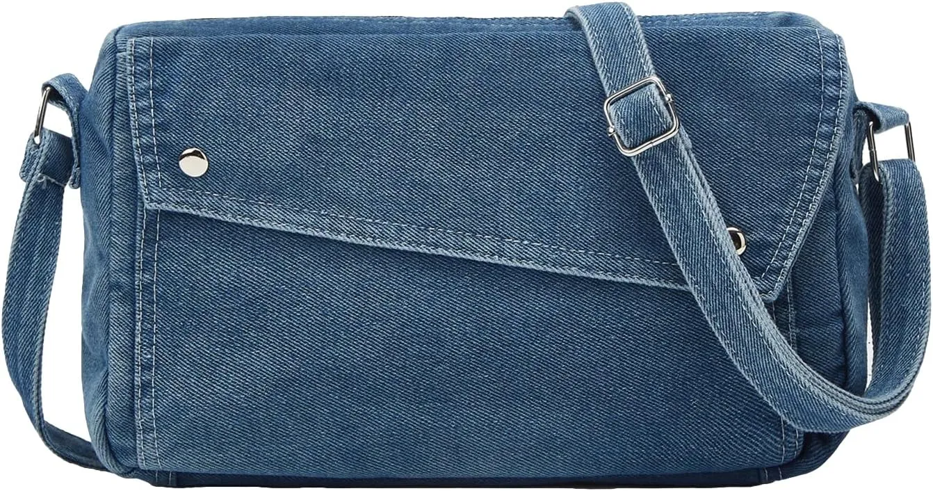 2025 Denim Shoulder Bag Trendy Jean Canvas Messenger Bag for Women Tote Bag Retro Crossbody Handbag