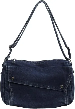 2025 Denim Shoulder Bag Trendy Jean Canvas Messenger Bag for Women Tote Bag Retro Crossbody Handbag