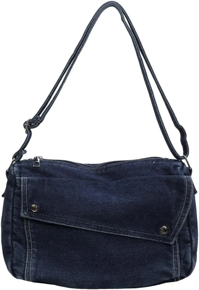 2025 Denim Shoulder Bag Trendy Jean Canvas Messenger Bag for Women Tote Bag Retro Crossbody Handbag
