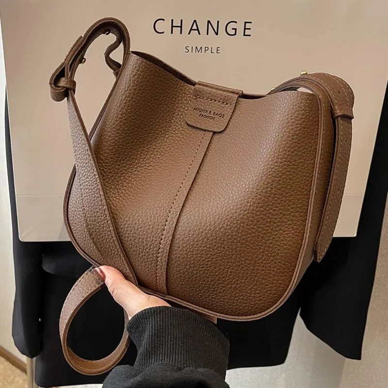 2025 New Crossbody Purses for Women Vegan Leather Bucket Bag Fashion Ladies Crossbody Handbag Shoulder Purse