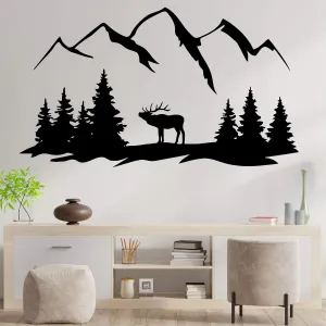 20x35 inches Mountains Wall Decal - Travel Adventure Hiking Camping Rock Climbing Forest Bear Deer Vinyl Wall Decal for Boys Girls - Room Bedroom Living Room Shop Art Sticker Decoration SMMOU16