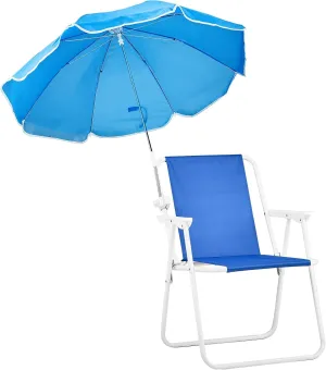 21.7 x 20.5 x 28.7'' Beach Umbrella Chair for Adults, Folding Heavy Duty Camping Chair,Lightweight High Back Beach Lounge Chairs Shade Chair with Hard Armrest for Lawn Concert -Blue