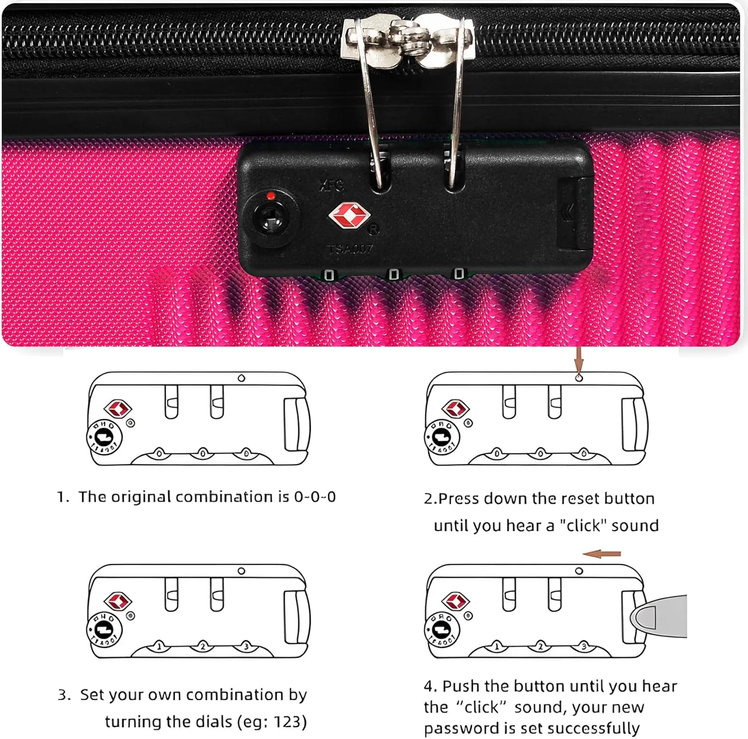 24 Inch Luggage with Spinner Wheels,Lightweight Hardside Medium Checked Suitcase for Travel, Hardshell Carry On Suit Case 24",Rose Red