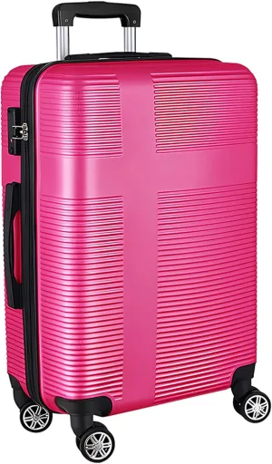24 Inch Luggage with Spinner Wheels,Lightweight Hardside Medium Checked Suitcase for Travel, Hardshell Carry On Suit Case 24",Rose Red