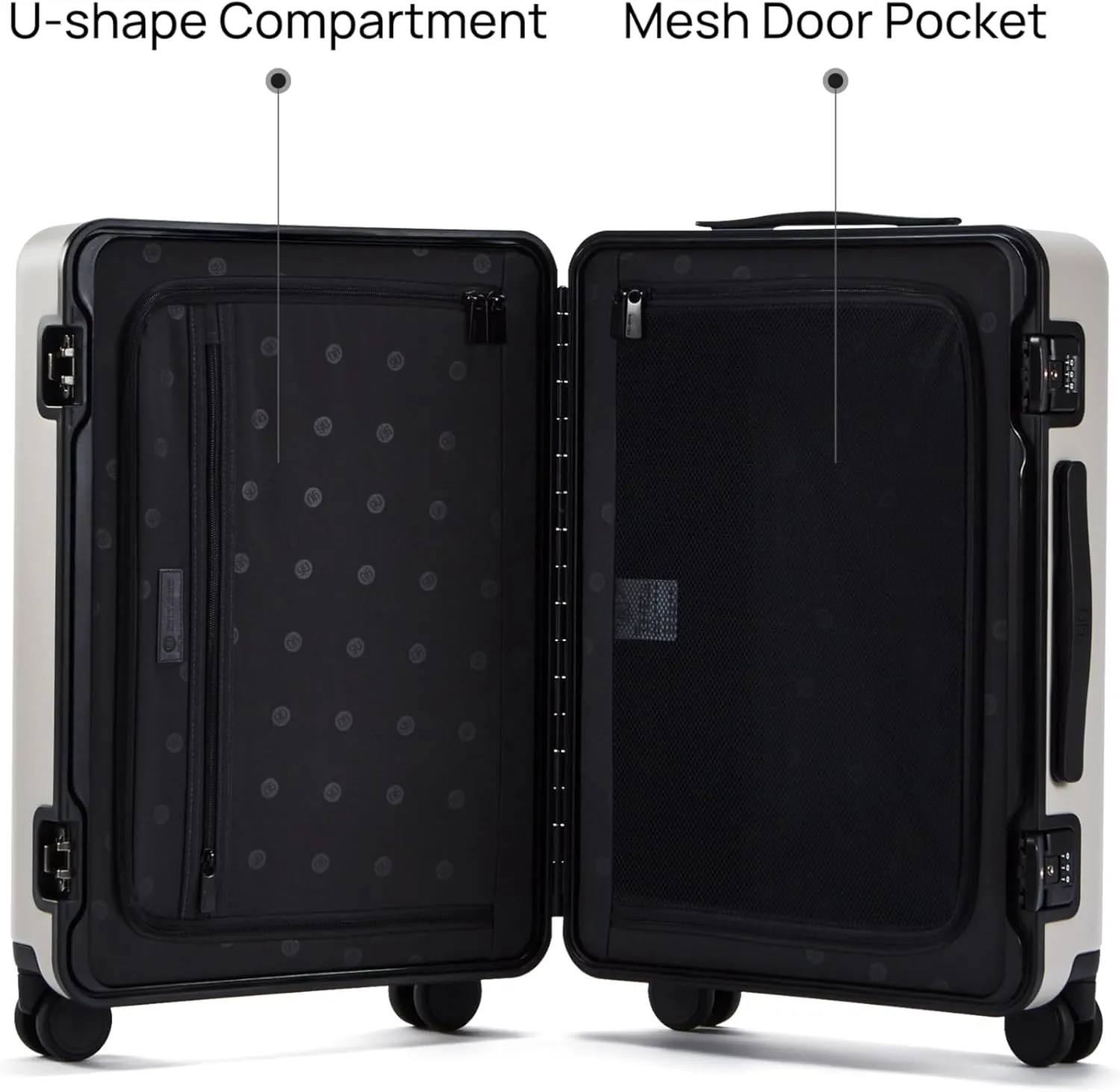 24 Inch Zipperless Luggage, Aluminium Frame Luggage, Checked Luggage Airline Approved, Hard Shell Suitcase with Spinner Wheels, Dual TSA Lock, Latching System (Saturn, Manhattan Classic)